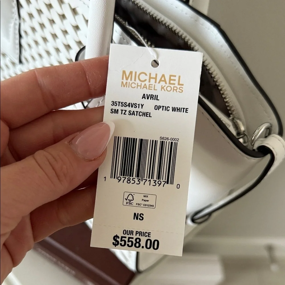 Michael Kors White Woven Satchel
